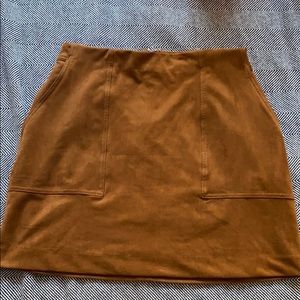 Brown suede mini skirt